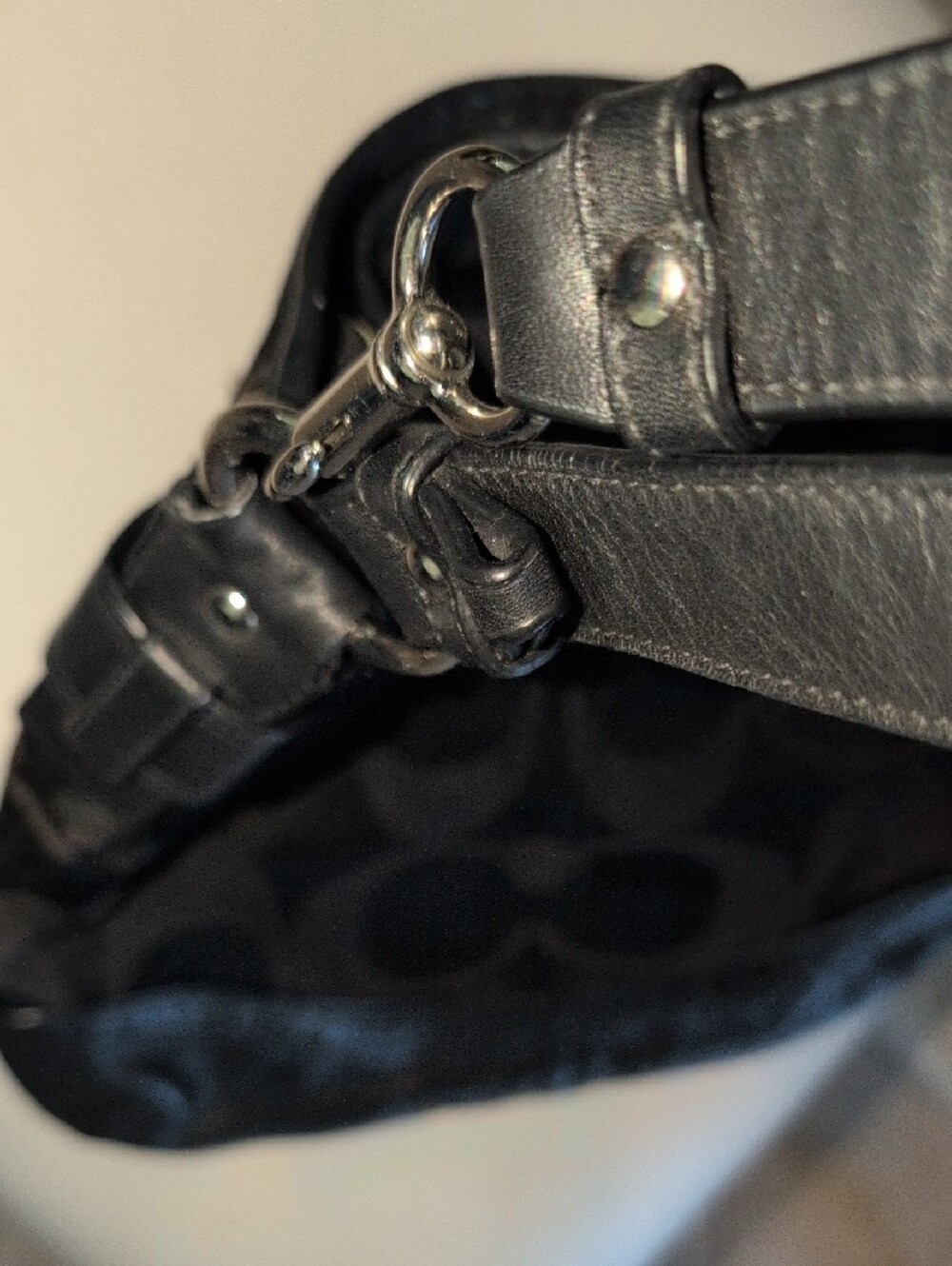 Coach Canvas Leather With Coach Circle Chain - F19730 Vintage - Picture 10 of 14